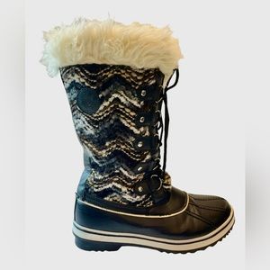 Globalwin Snow Boot Black Grey Brown Lace Up Size 8